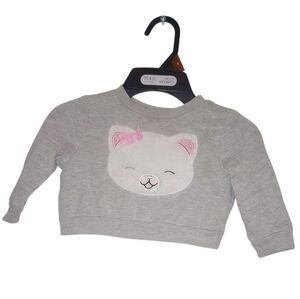 Charming Gray Kids Sweater with Cat Design